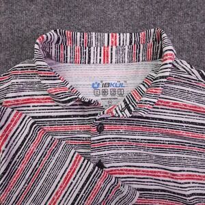 IBKUL Polo Shirt Mens XXL Red Black White Striped Performance Stretch Golf